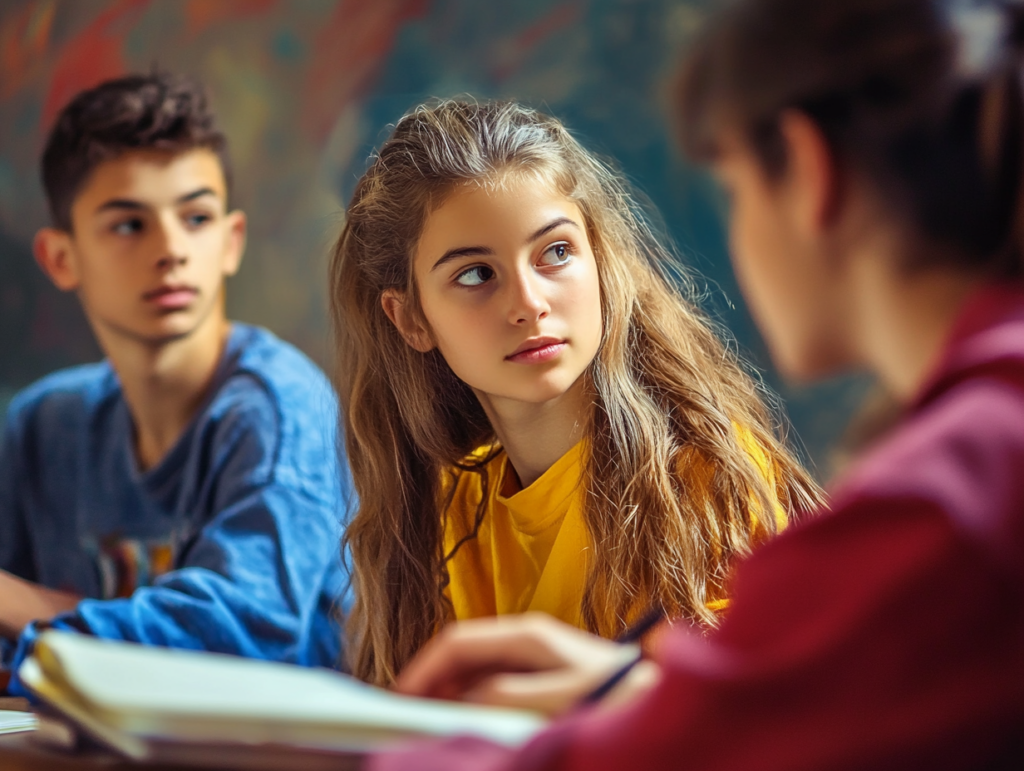 students engaging in class