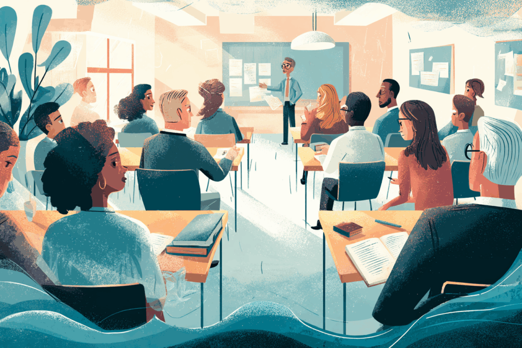 Teacher presenting to a classroom symbolizing school policy changes under the Keeping All Students Safe Act in 2026