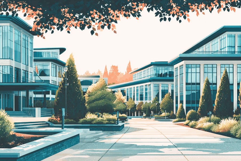 Modern school campus exterior representing the future of safer schools under the Keeping All Students Safe Act in 2026