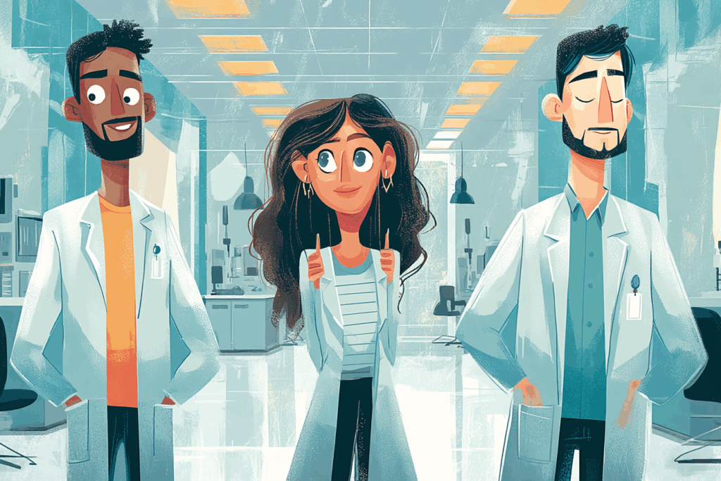 Healthcare professionals standing together in a lab representing teamwork and self-care in Better in 2026 From Burnout to Balance