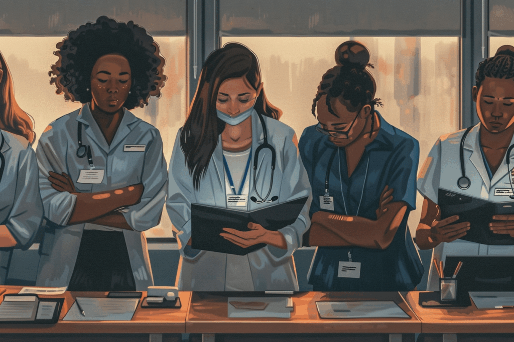 Medical professionals standing together with serious expressions, illustrating what happens when prevention fails.