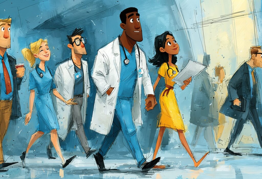 Healthcare professionals walking together for Psychological Safety: The Hidden Factor Behind Strong Teams and Fewer Crises.